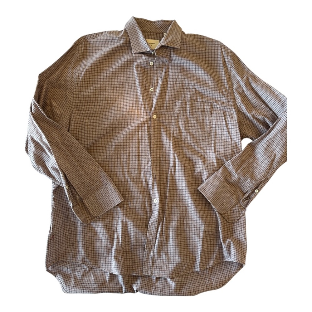 Billy Reid Midweight Flannel Buttondown – XL (Grey and Burgundy)